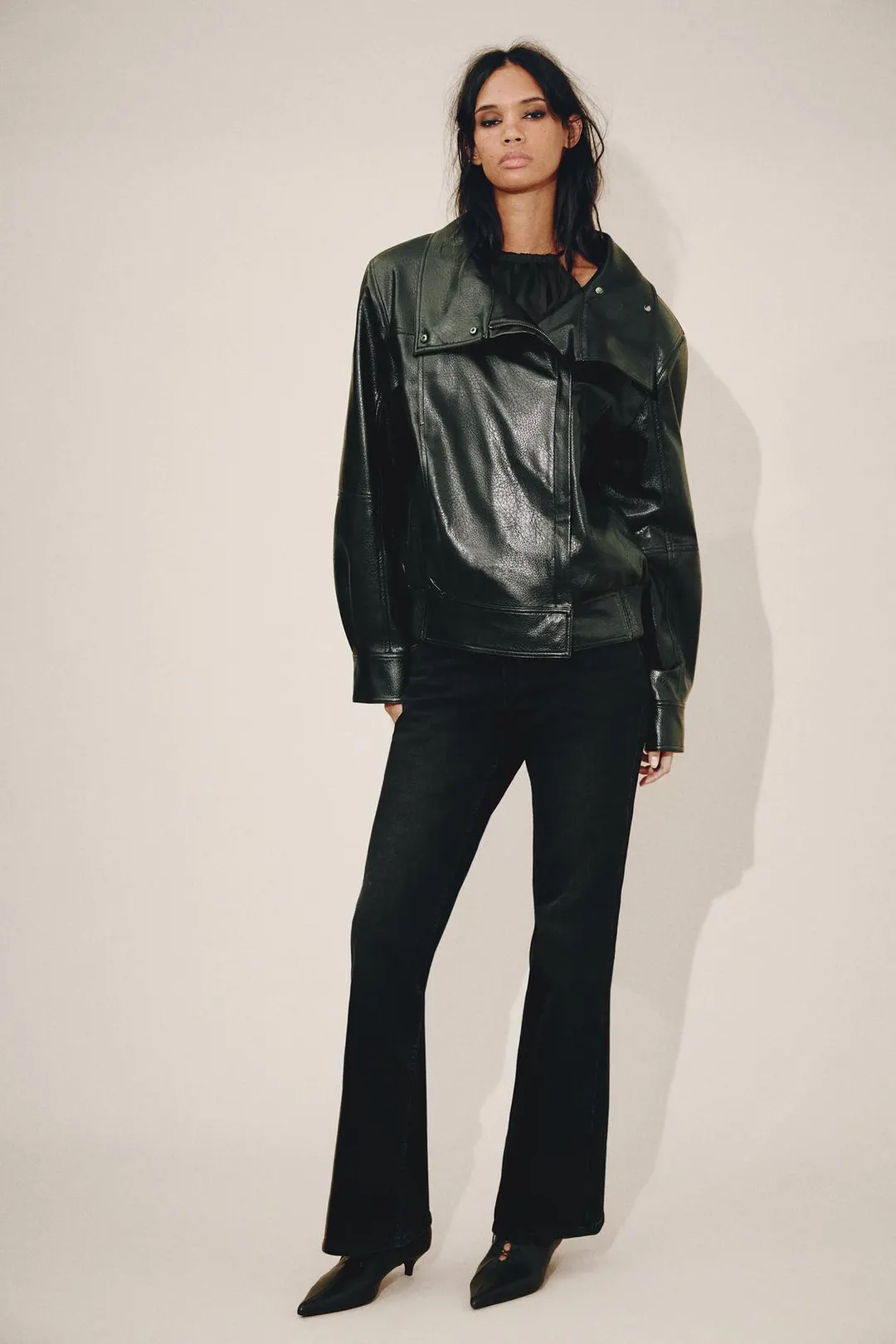 Куртка под кожу с подплечниками, Zara