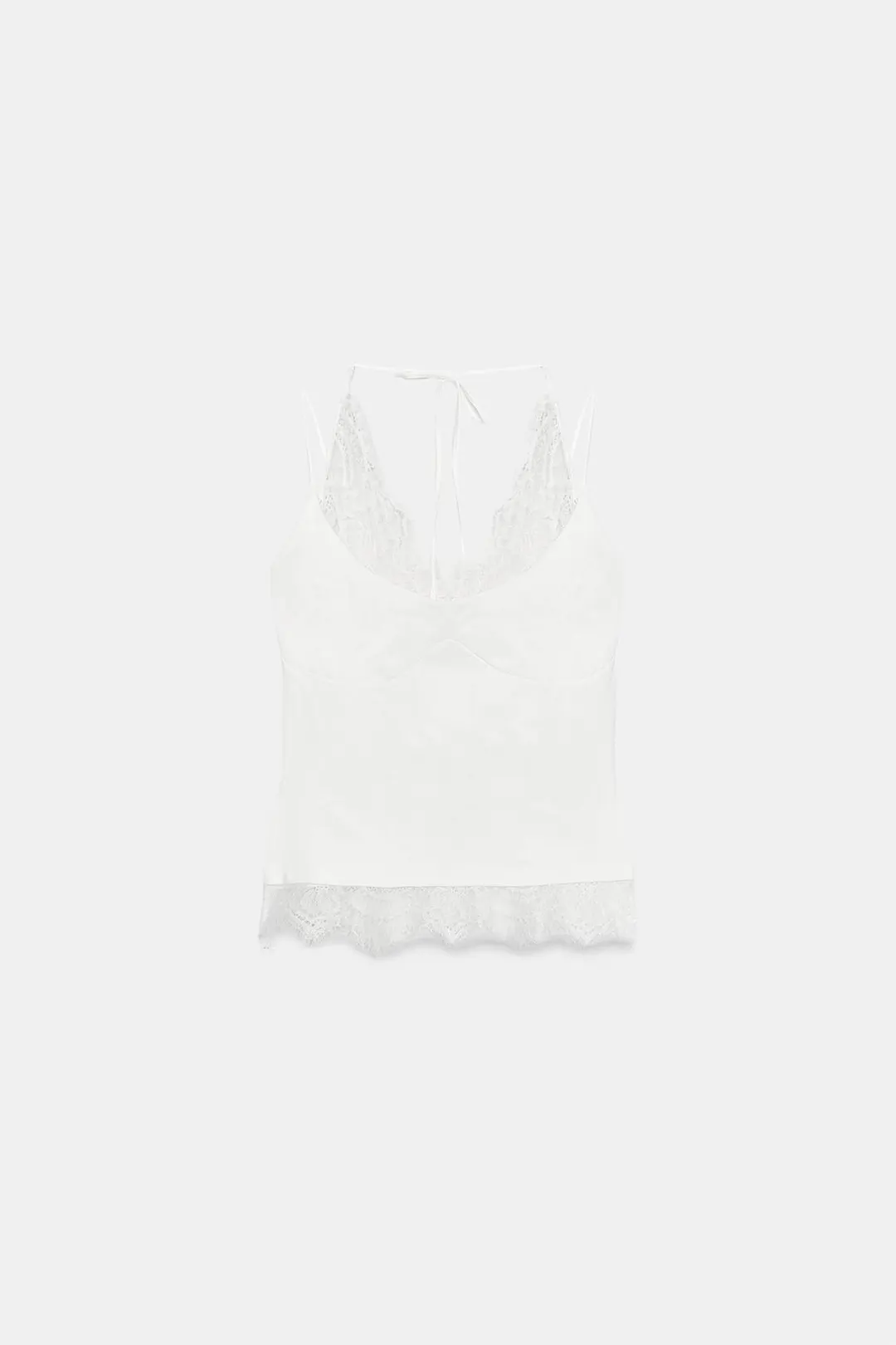 Топ халтер с кружевной отделкой, Zara