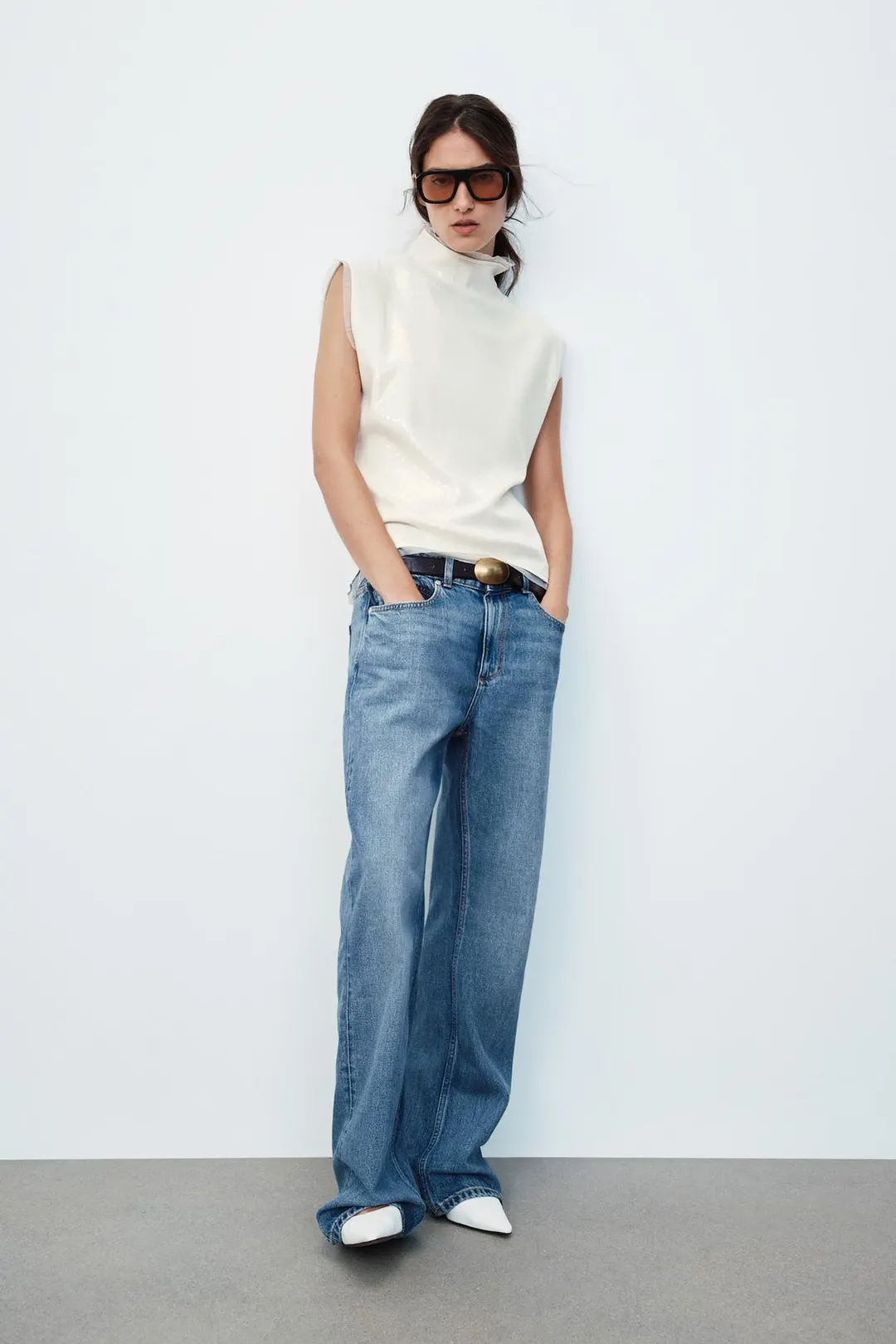 Вязаный топ с пайетками, Zara