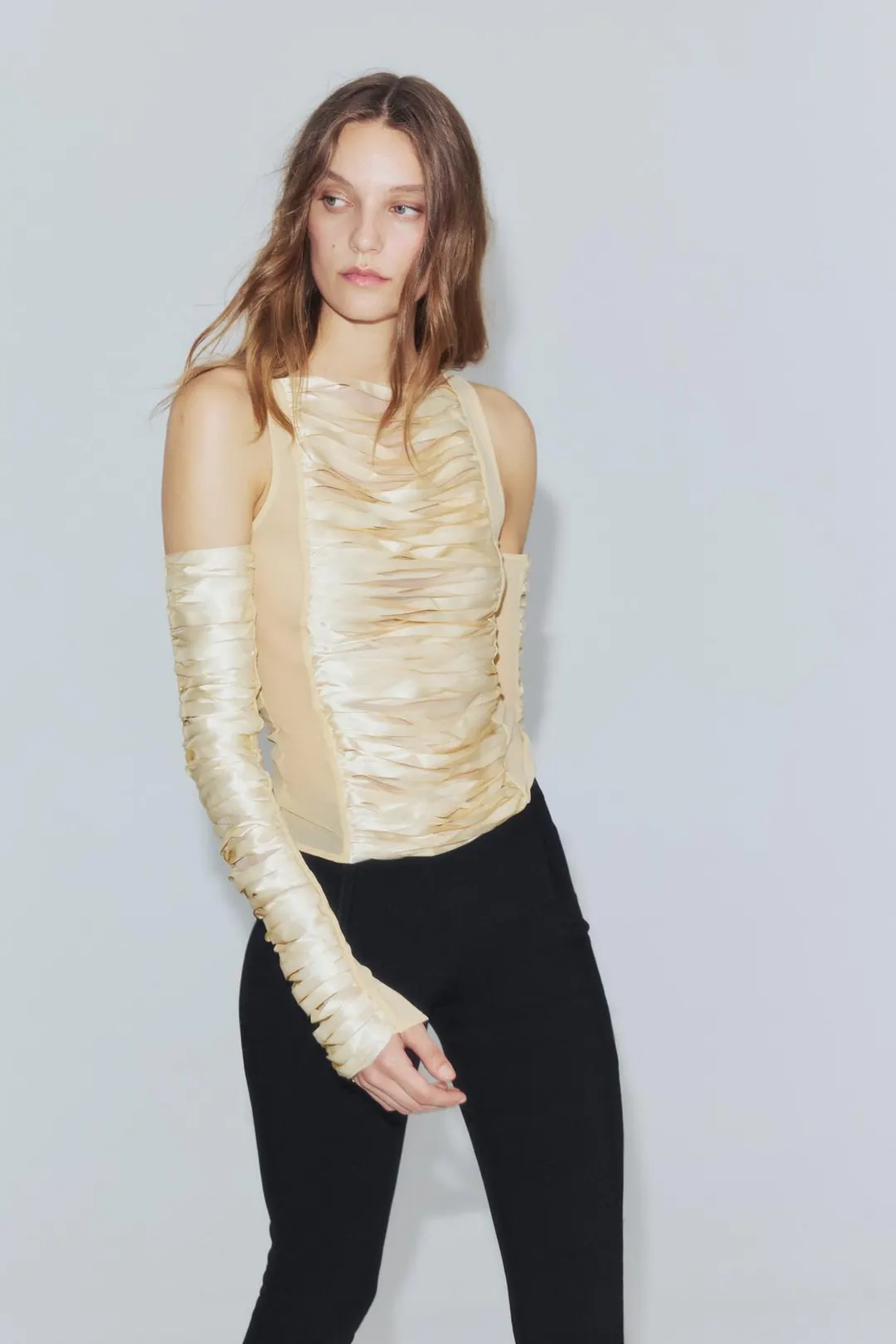 Топ комбинированный на бретелях, Zara