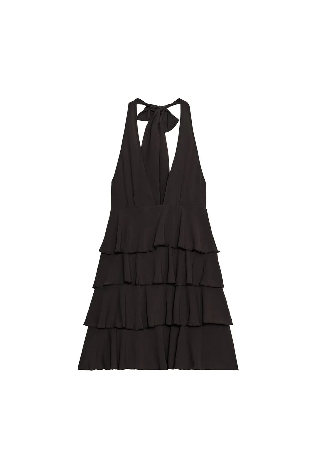 Мини-платье халтер с оборками, Zara