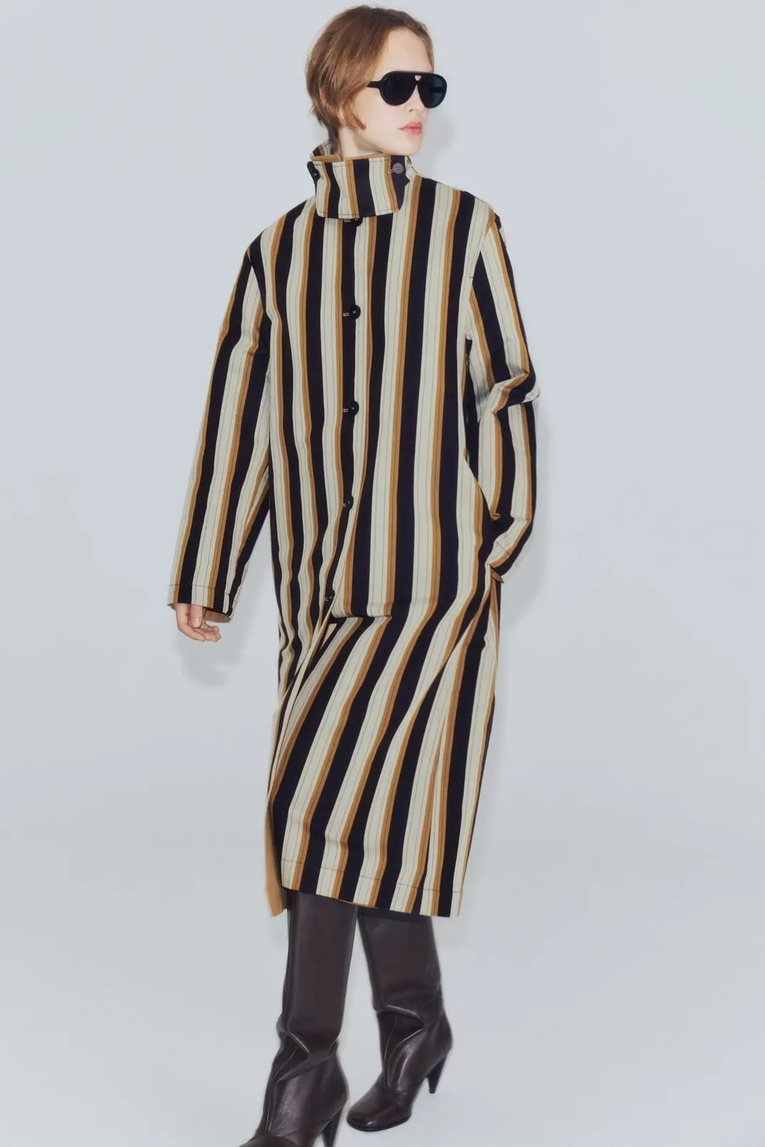 Двусторонний тренч в полоску ZW Collection, Zara