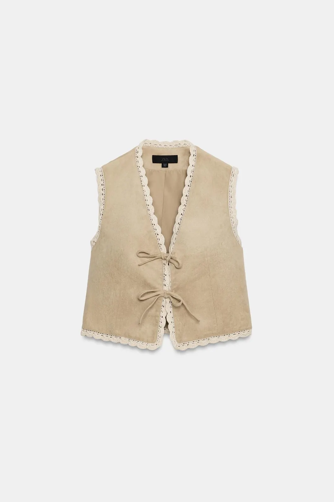 Жилет вязаный крючком с бантами, Zara