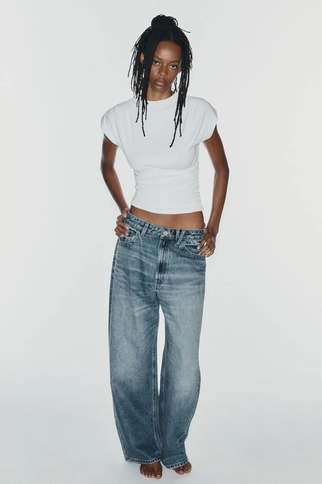 Джинсы TRF baggy средней посадки, Zara