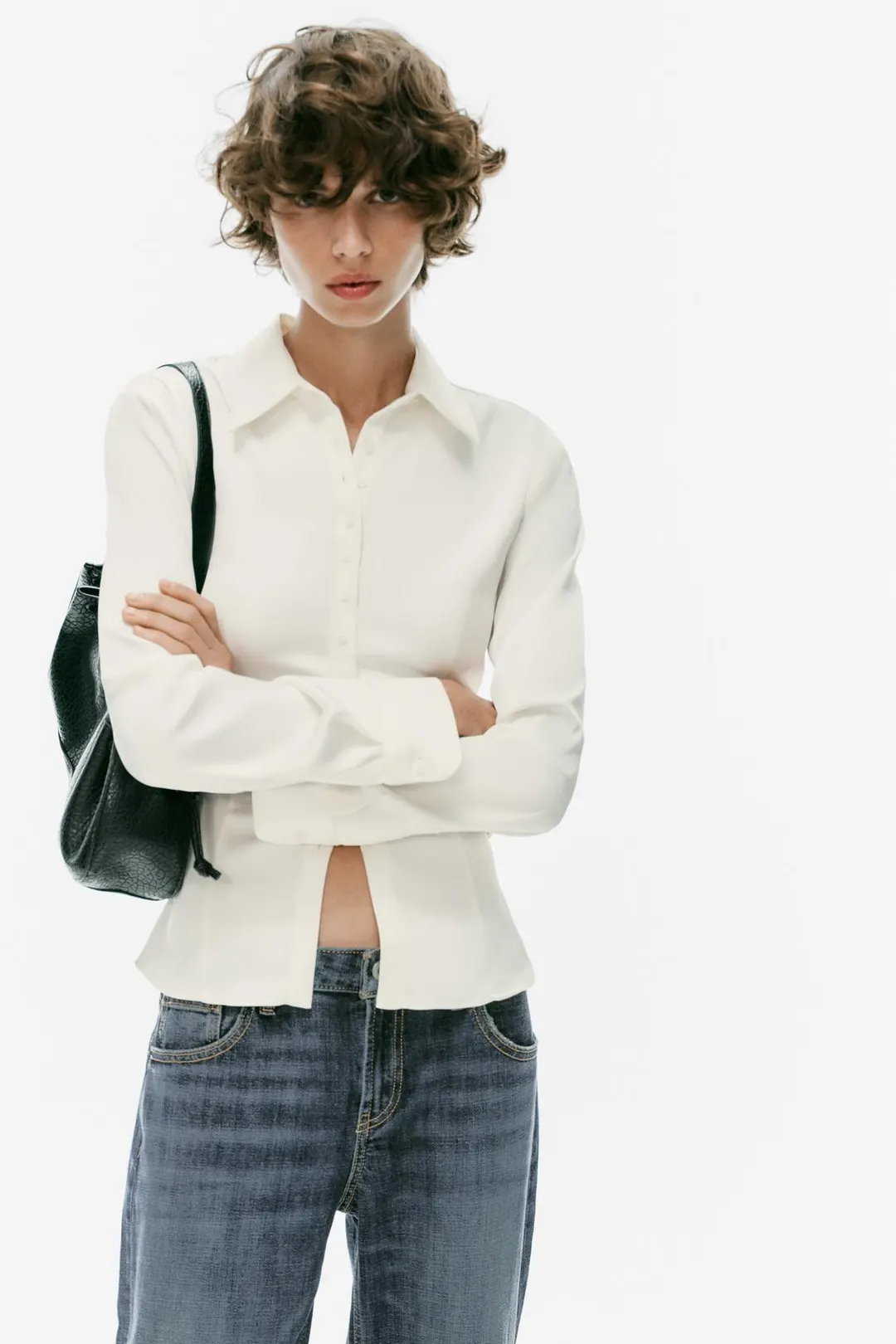 Атласная рубашка приталенного кроя, Zara