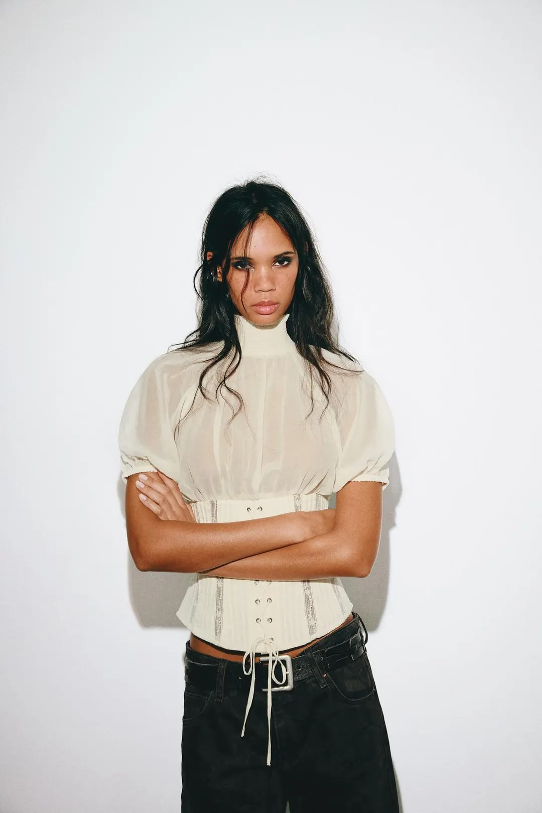 Комбинированный топ в корсетном стиле, Zara