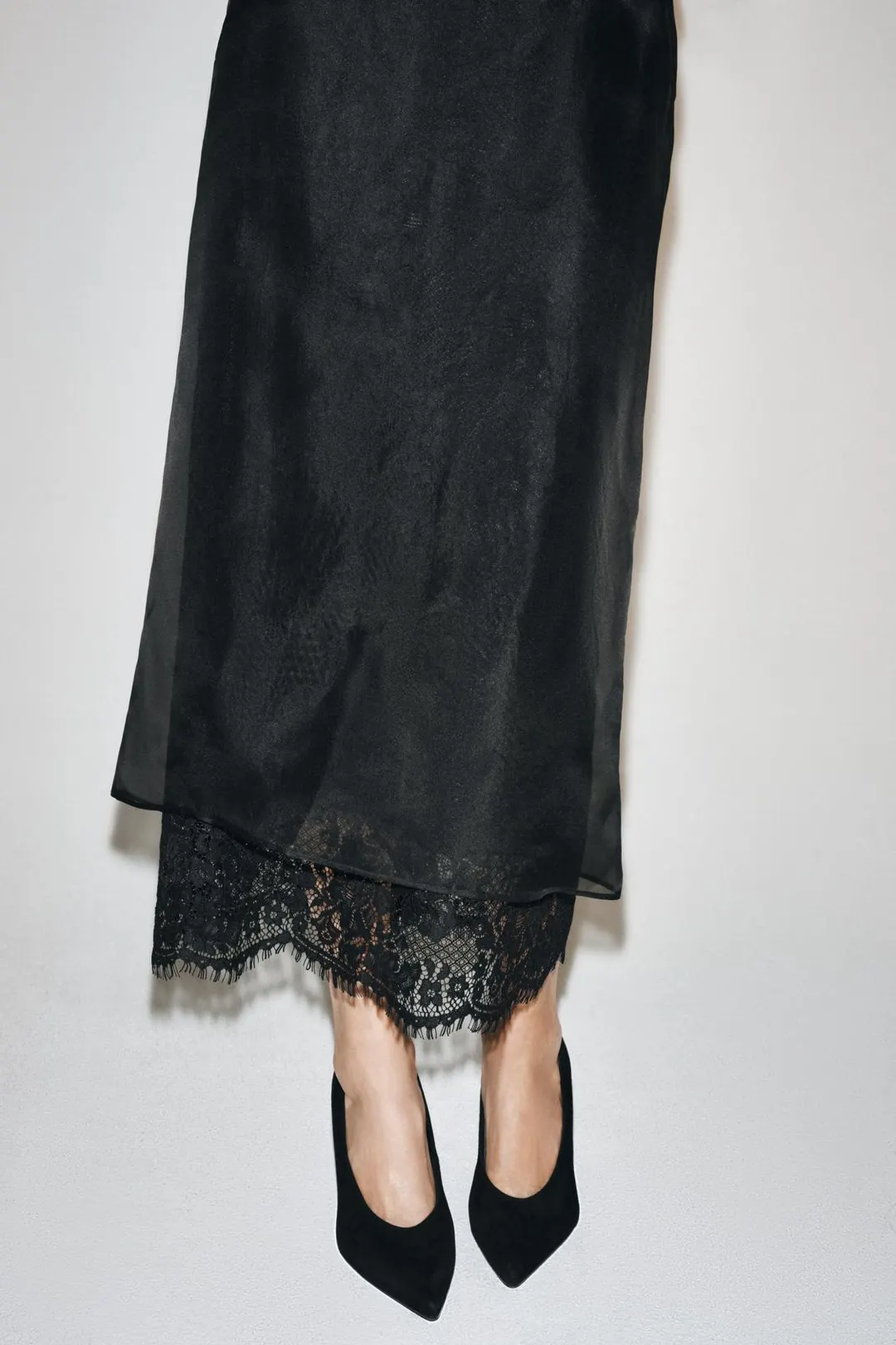 Юбка ZW Collection из 100% шелка с кружевом, Zara