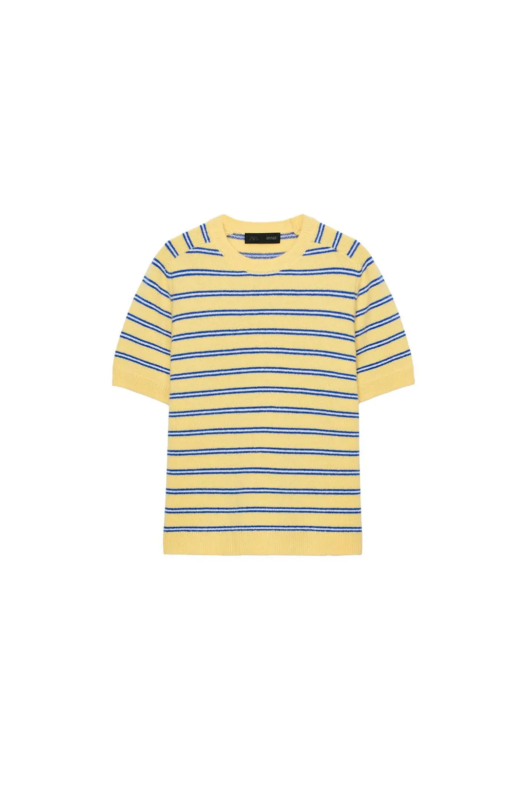 Джемпер в полоску из 100% шерсти с короткими рукавами, Zara
