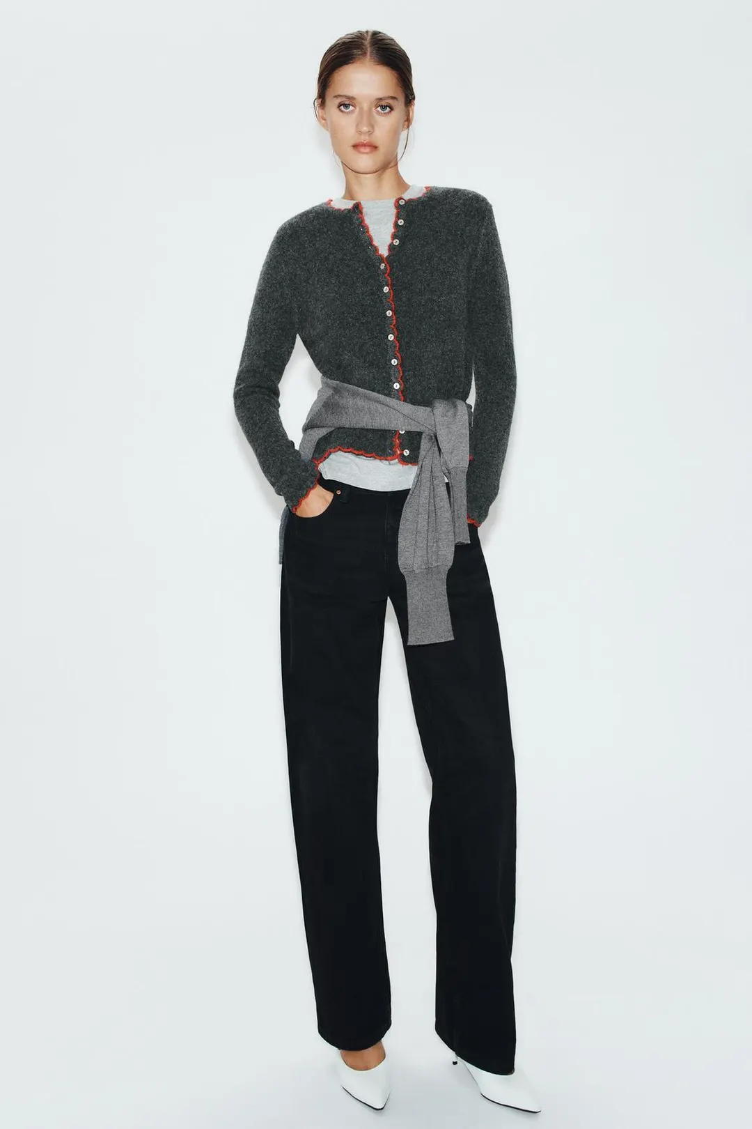 Кардиган с контрастной отделкой, Zara