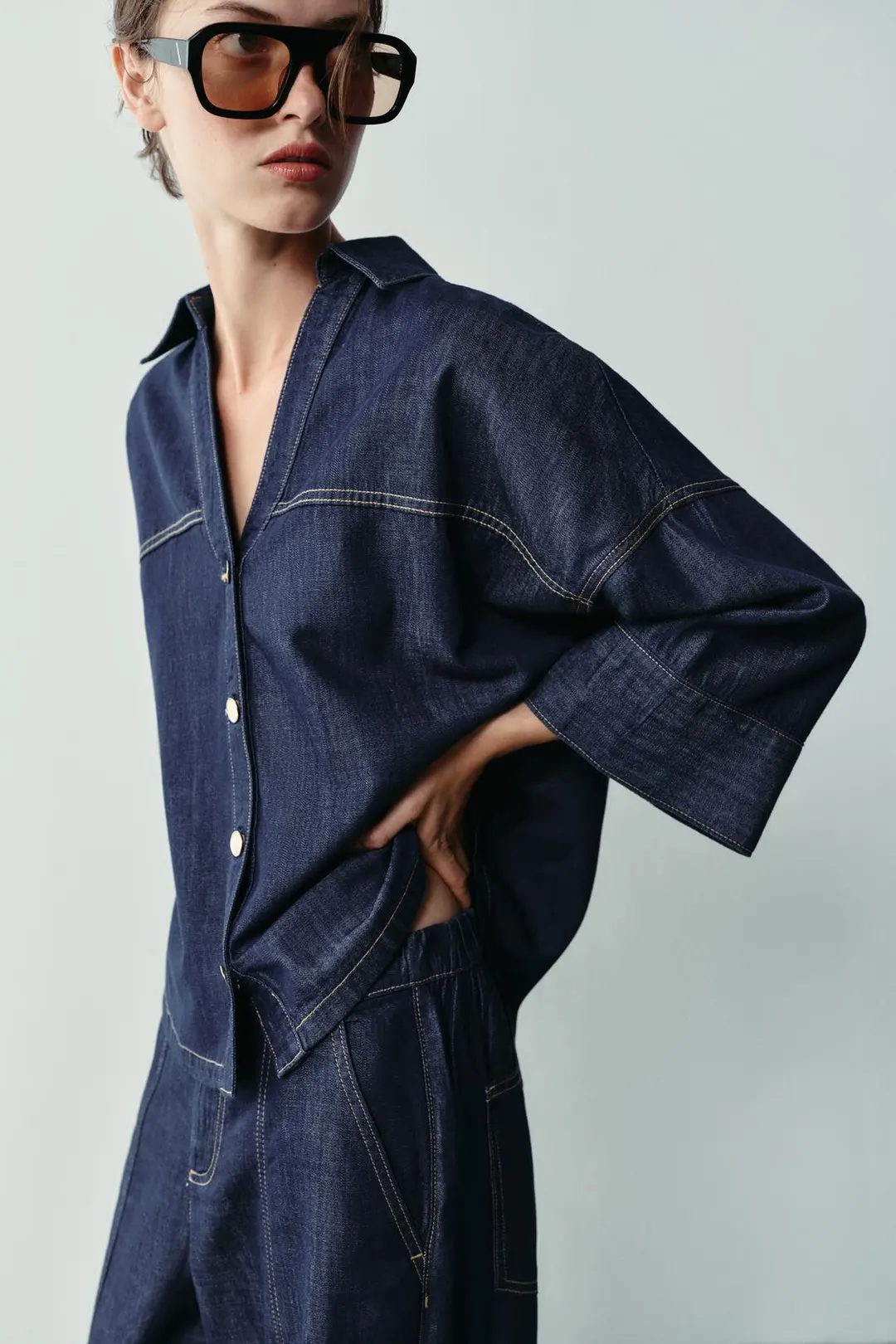Рубашка джинсовая с широкими рукавами Z1975, Zara