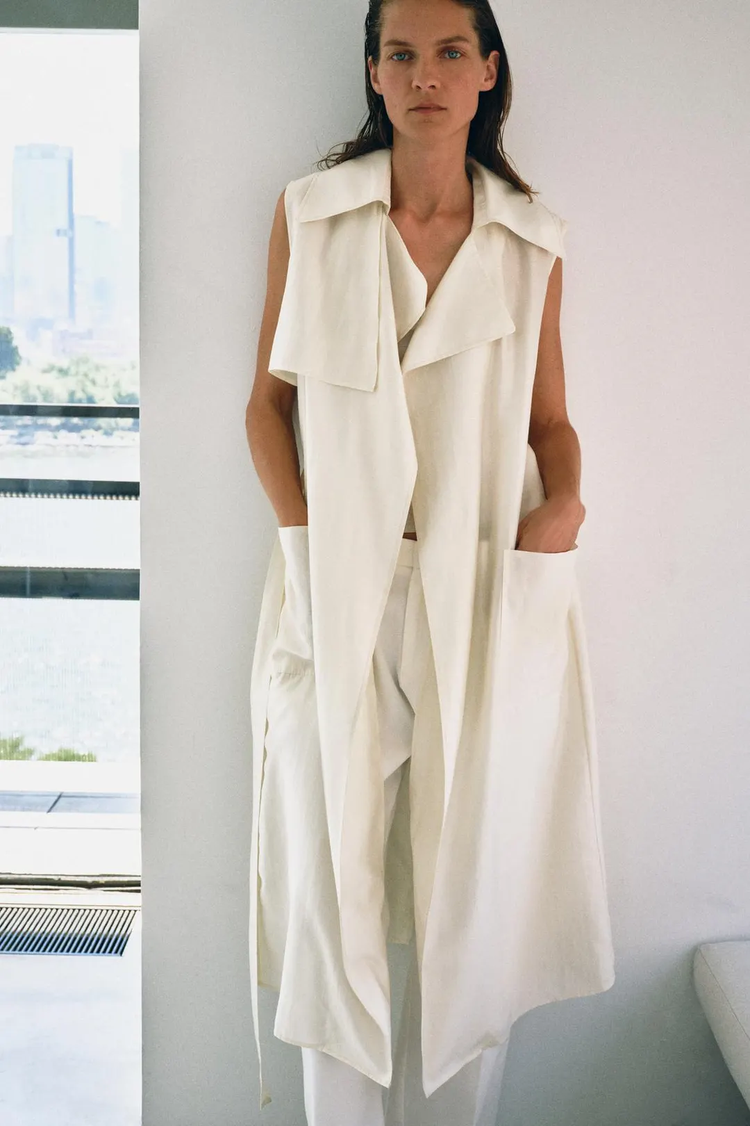 Длинный жилет струящегося кроя ZW Collection, Zara
