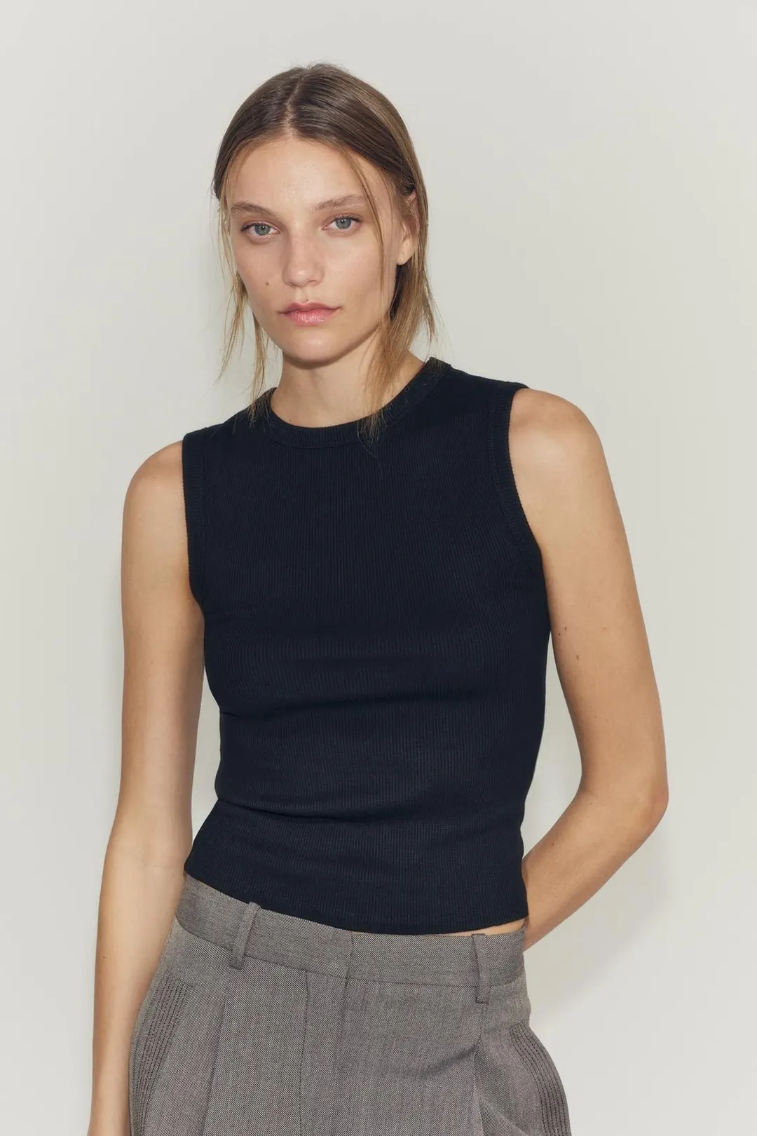 Топ без рукавов в рубчик, Zara
