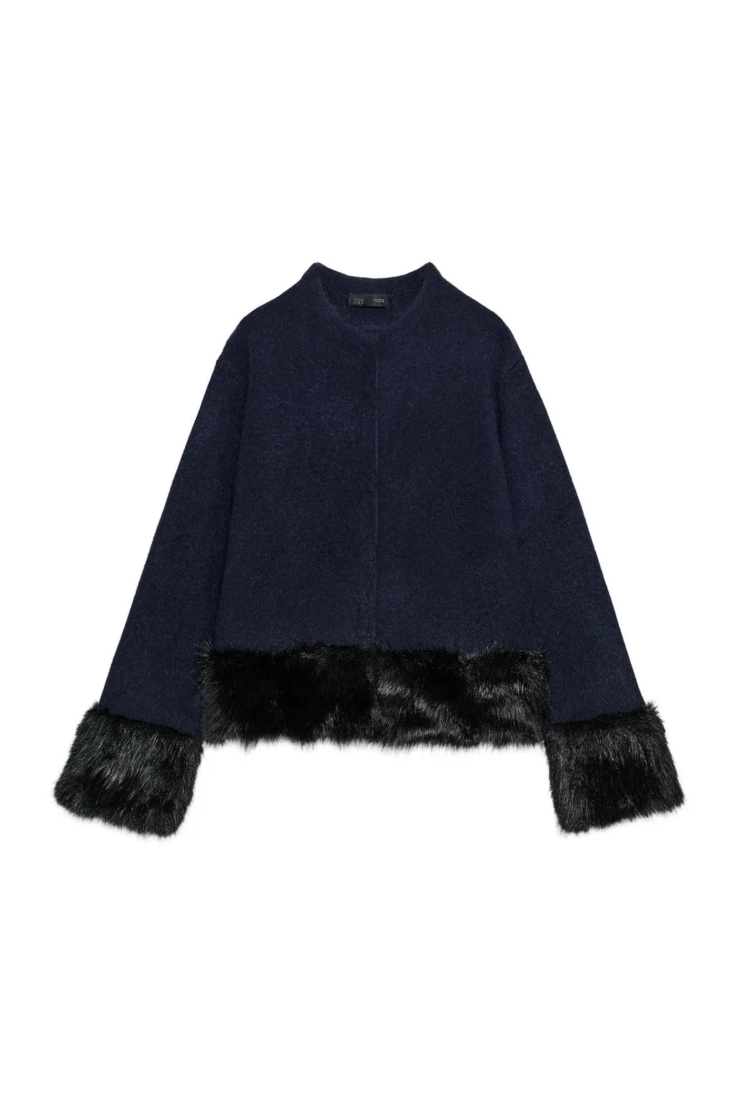 Куртка комбинированной вязки с искусственным мехом, Zara