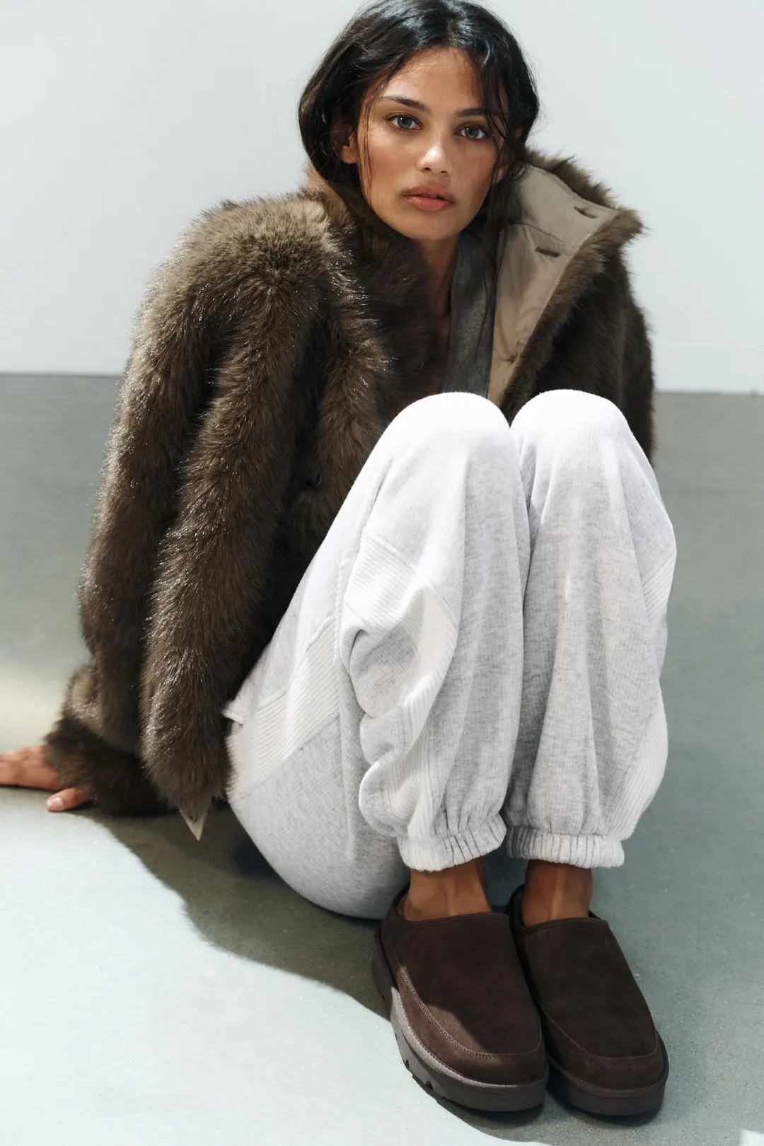 Мюли кожаные с подкладкой из искусственной овчины, Zara