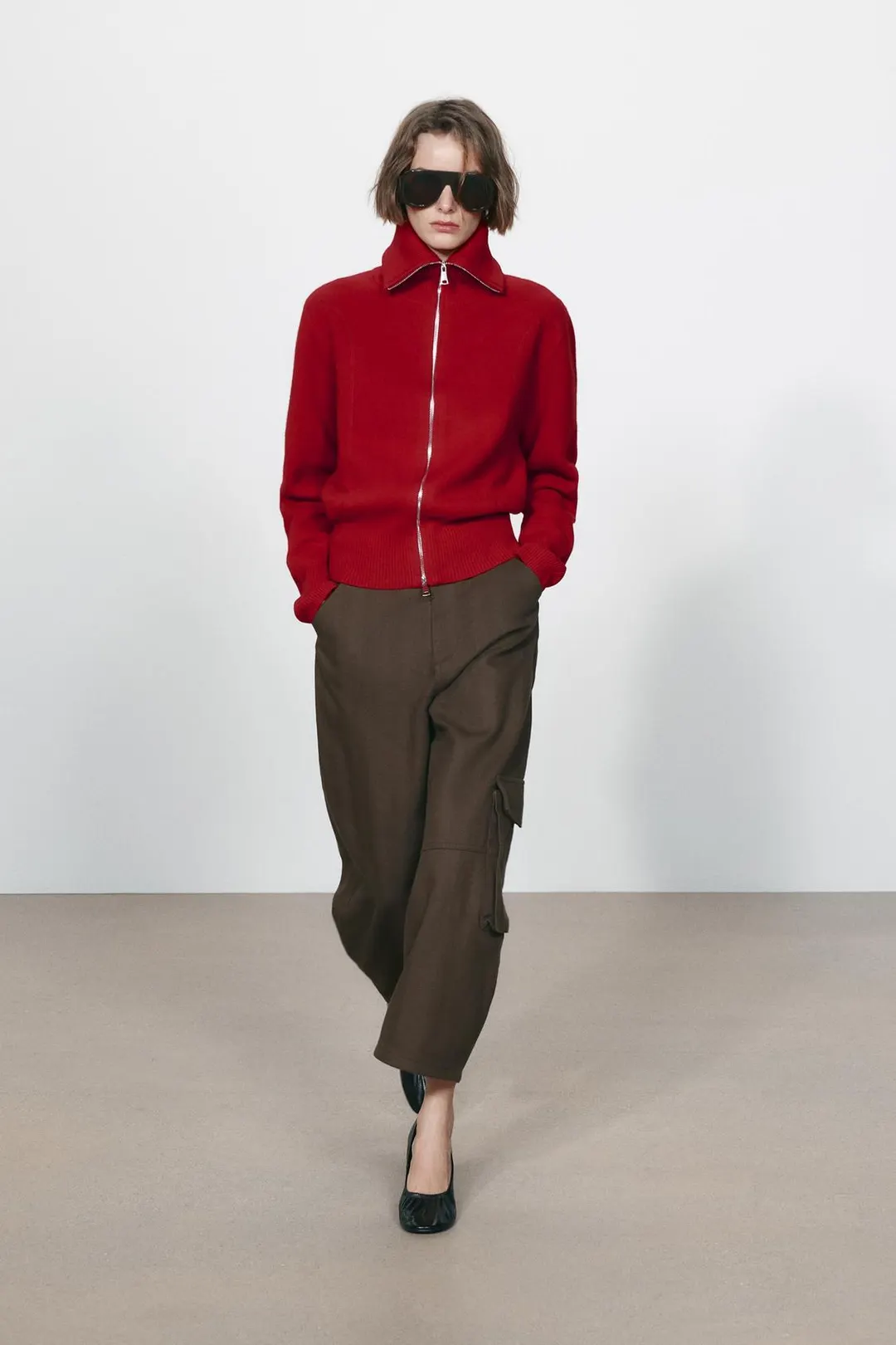 Бомбер на молнии из шерсти 96%, Zara