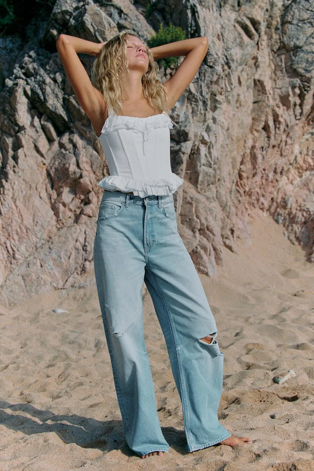 Топ в корсетном стиле с оборками, Zara