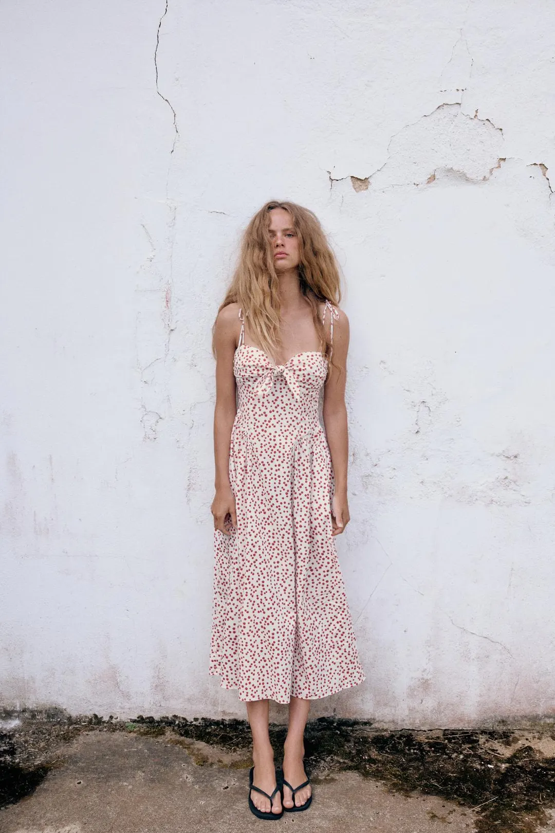 Платье миди из поплина с принтом, Zara