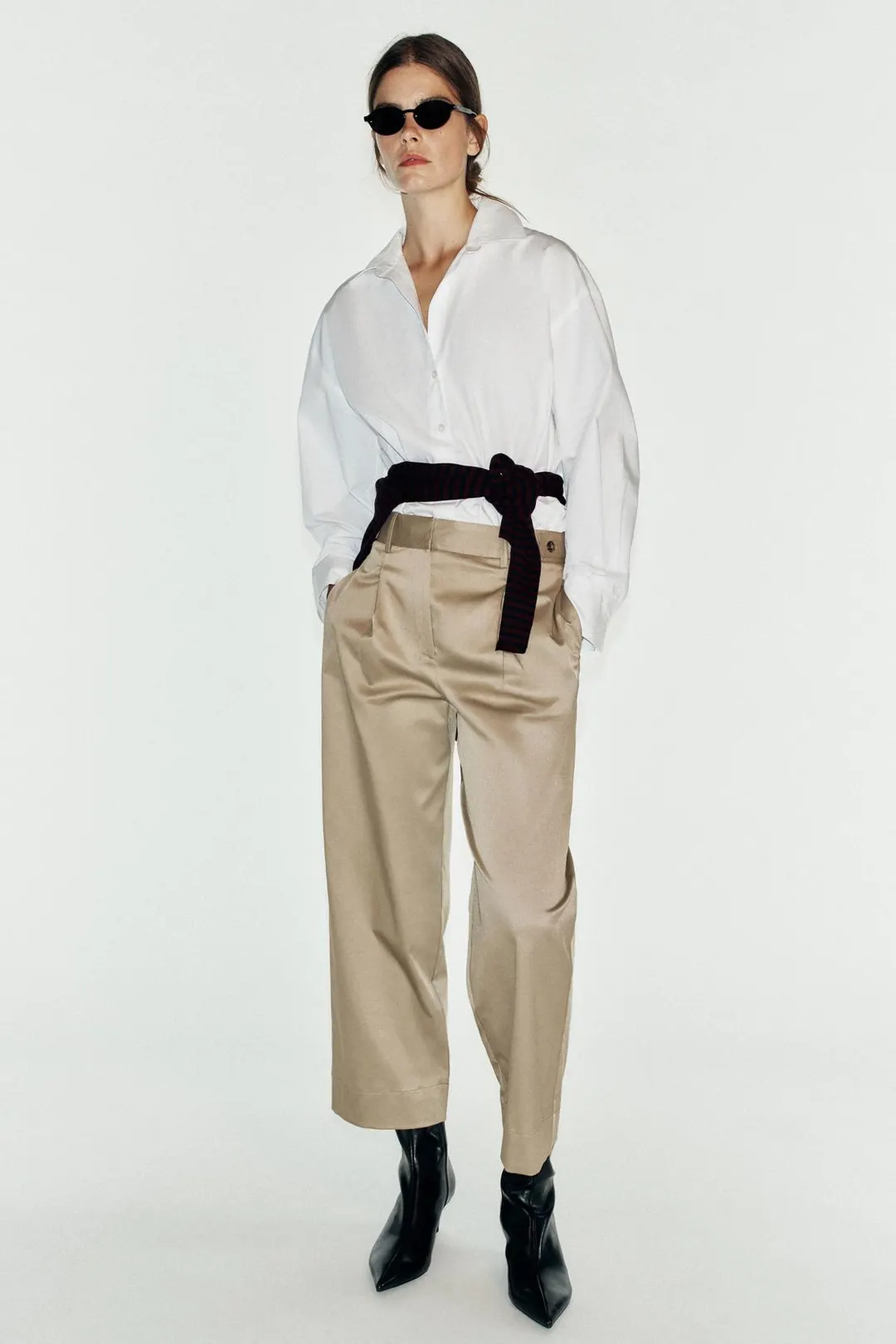 Брюки с хлястиками на поясе, Zara