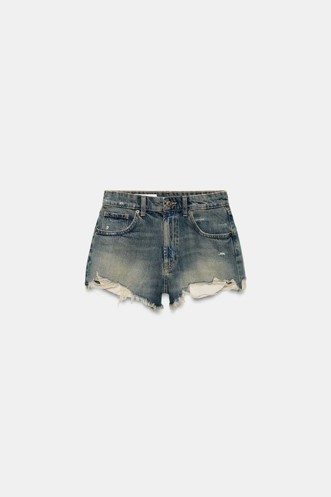 Джинсовые шорты TRF с разрывами и высокой посадкой, Zara