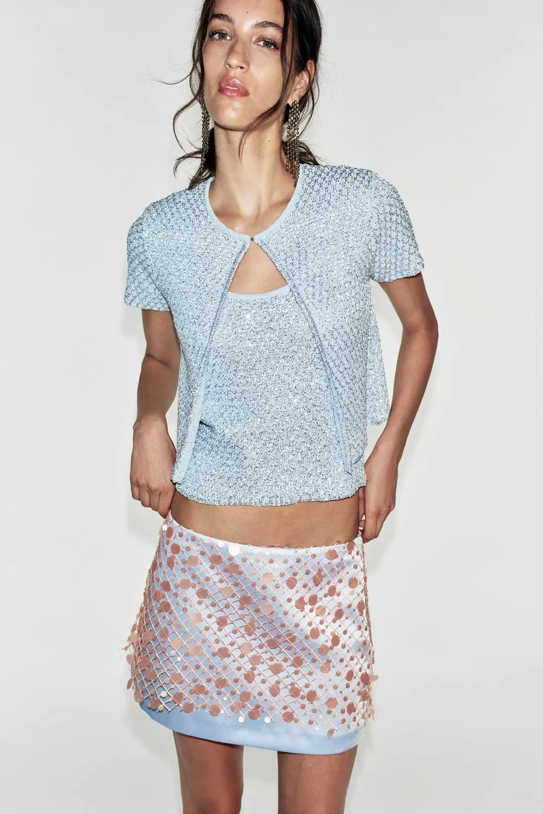 Юбка мини с пайетками, Zara