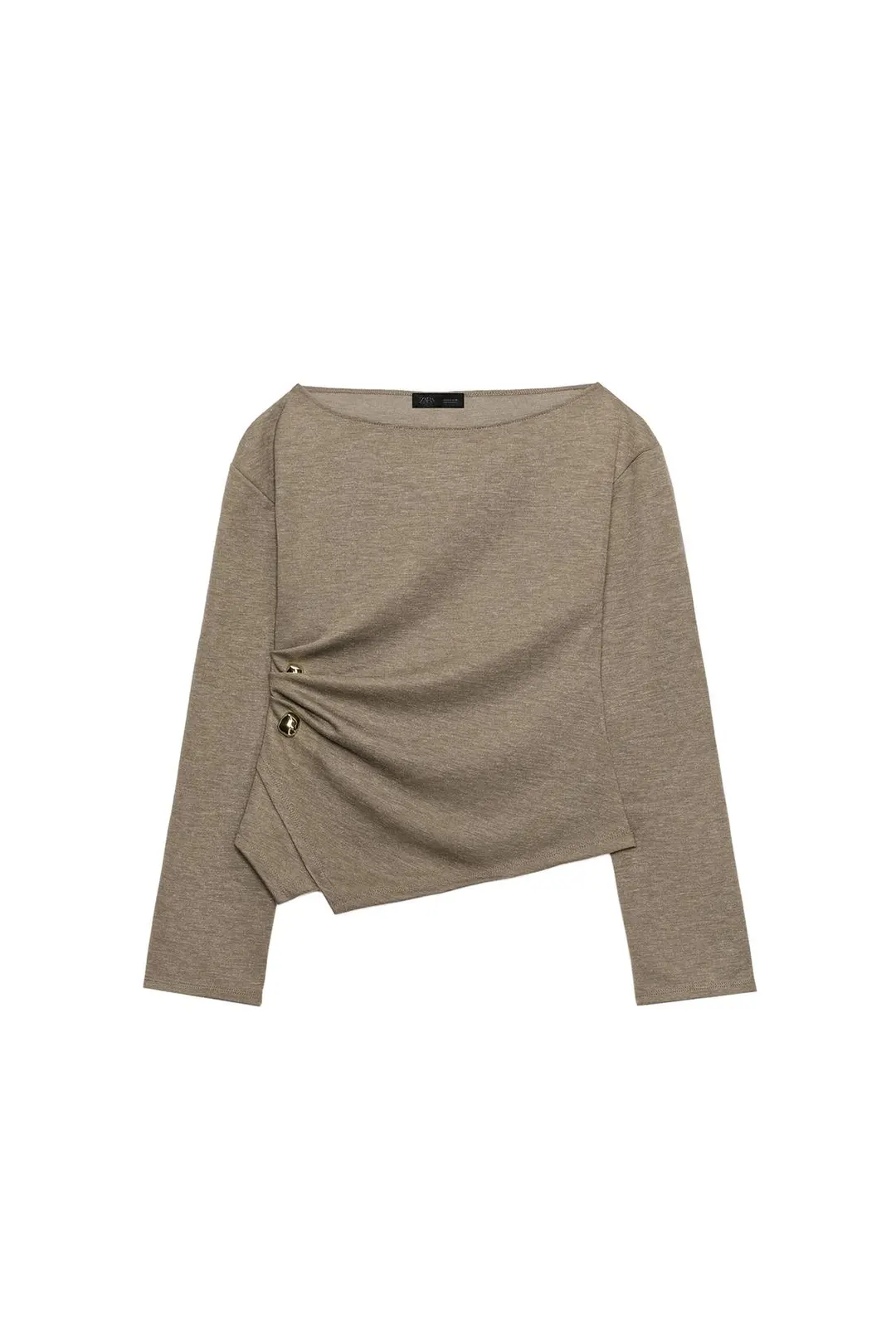 Топ из мягкой ткани с брошью, Zara