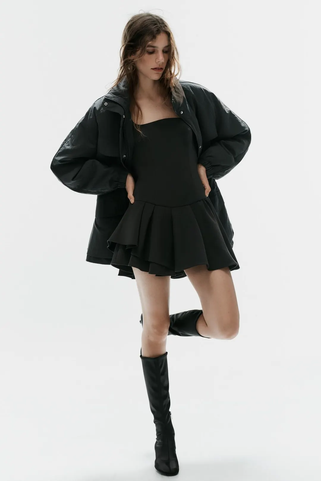 Платье мини с оборками, Zara