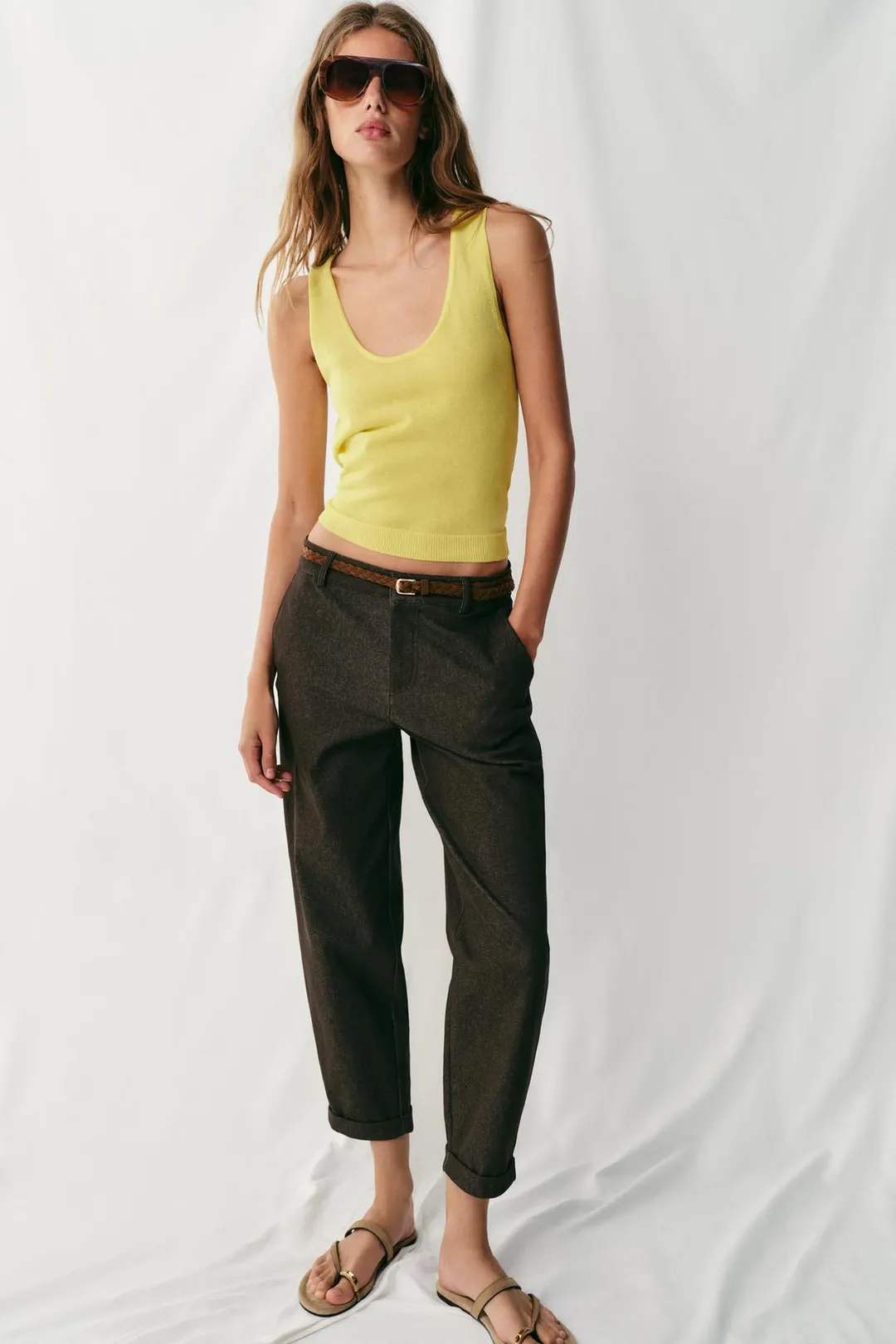 Брюки чинос с плетеным ремнем, Zara