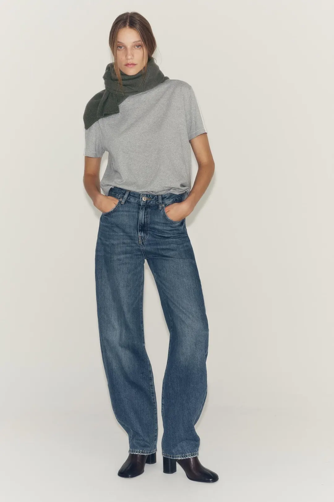 Джинсы barrel ZW Collection с высокой посадкой, Zara