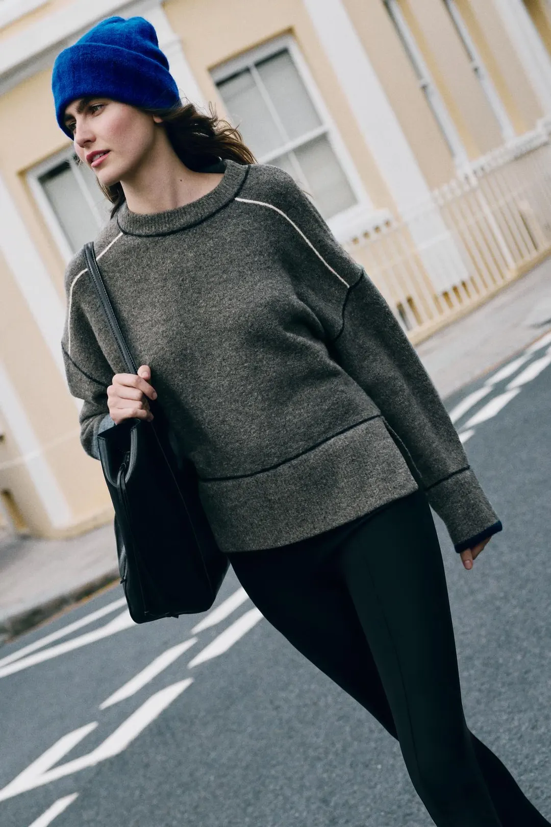 Вязаный свитер с контрастным кантом, Zara