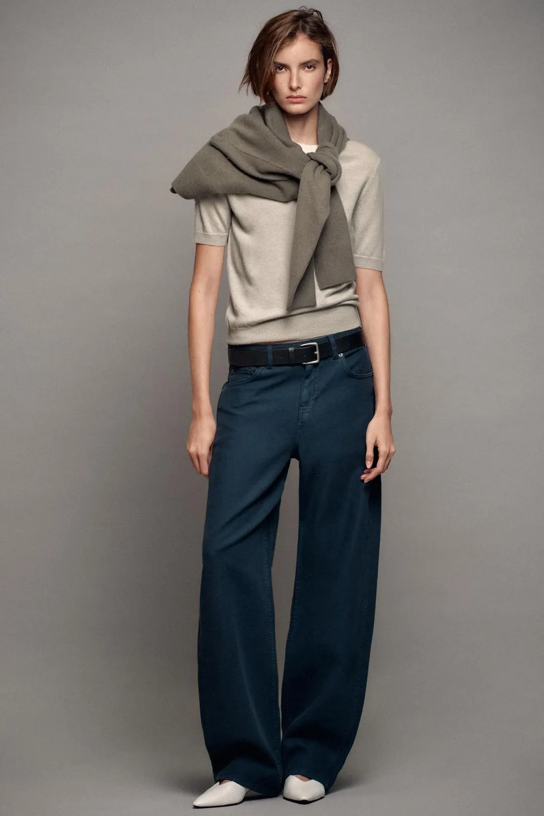 Свитер с короткими рукавами из 100% шерсти, Zara