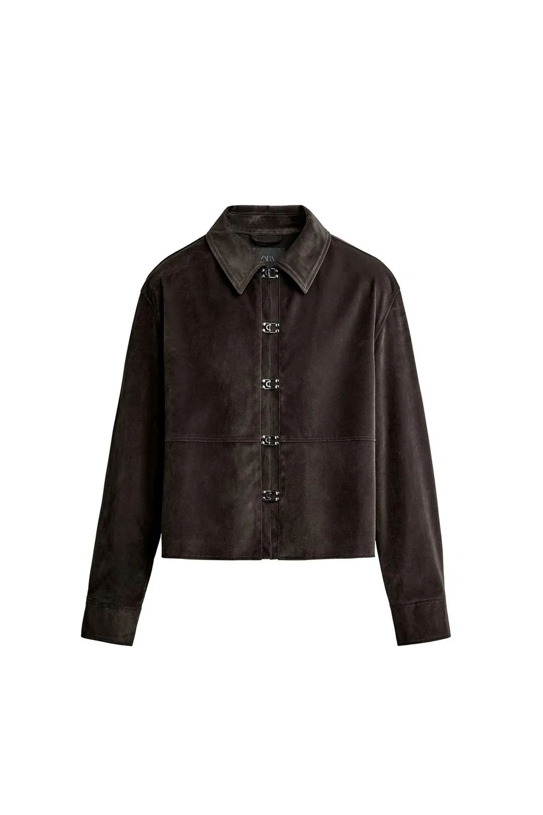 Укороченная куртка под кожу с крючками, Zara