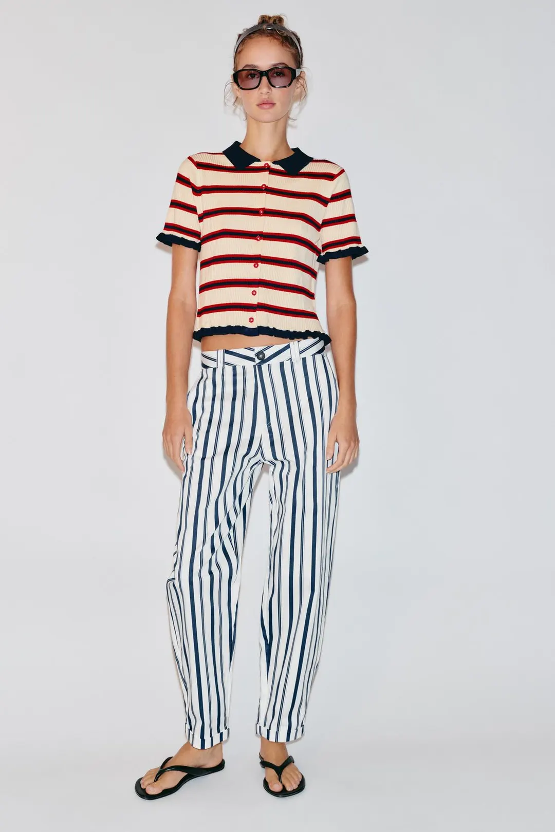 Брюки чинос в полоску, Zara