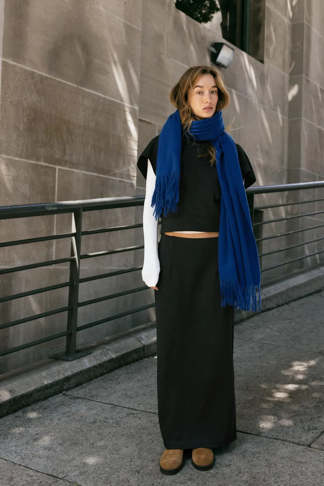 Юбка миди прямого кроя из мягкой ткани, Zara