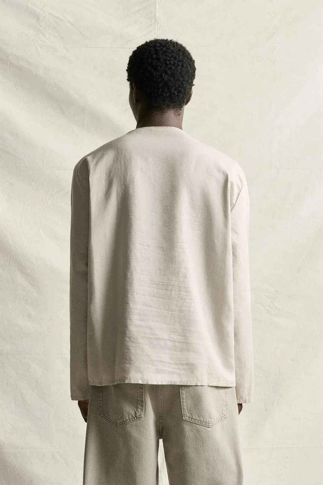 Рубашка хенли из конопли и хлопка, Zara