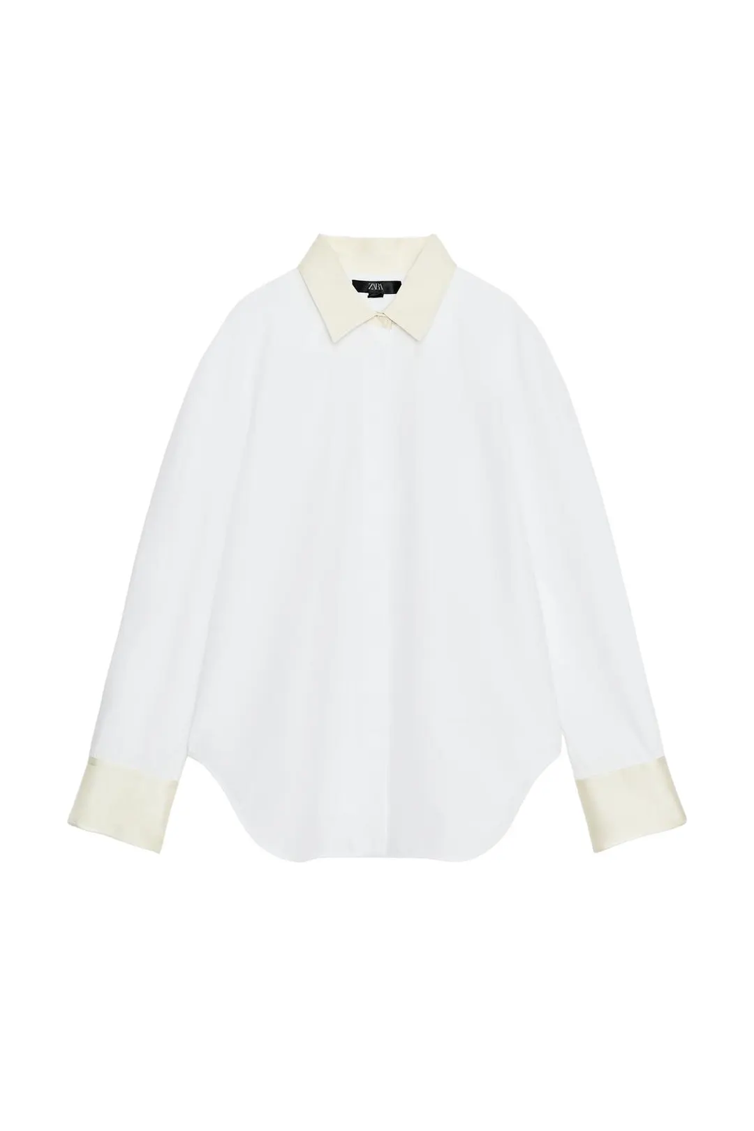 Рубашка комбинированная из поплина ZW Collection, Zara