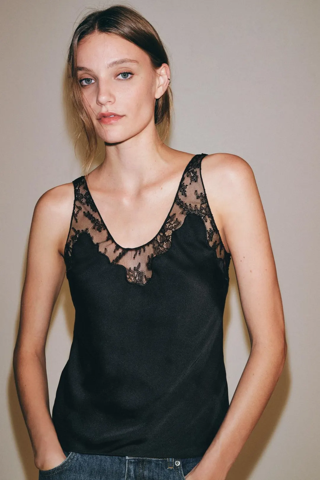 Кружевной топ на бретелях ZW Collection, Zara