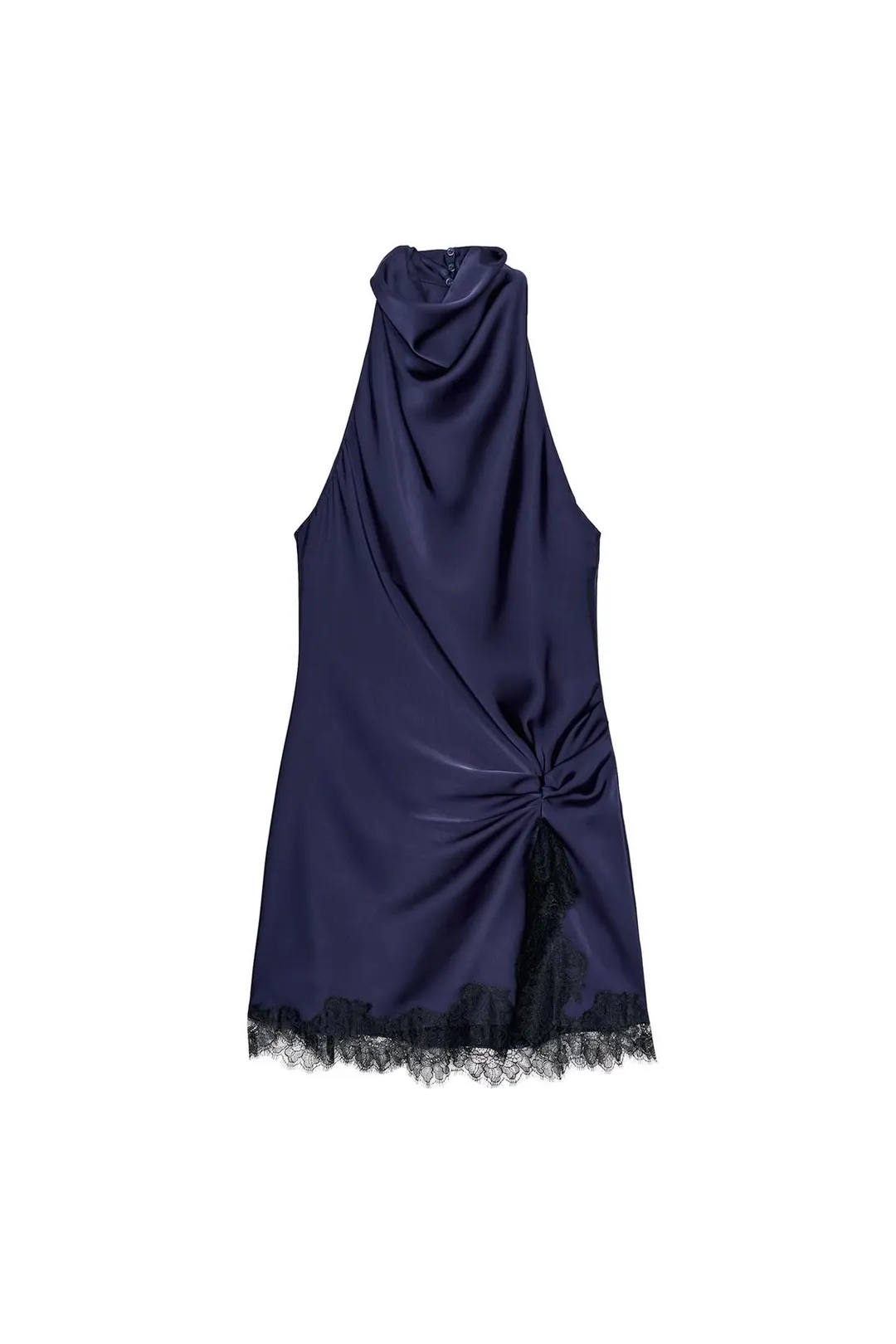 Платье мини атласное с кружевом, Zara