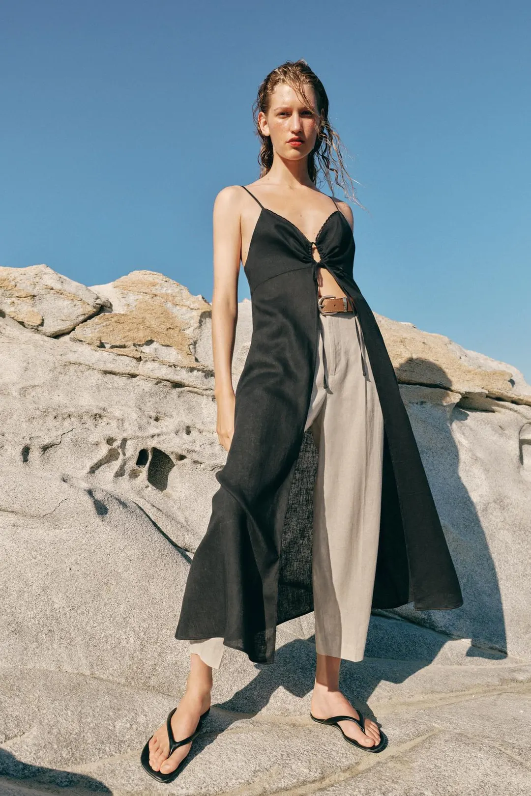 Сандалии без каблука с ремешками, Zara