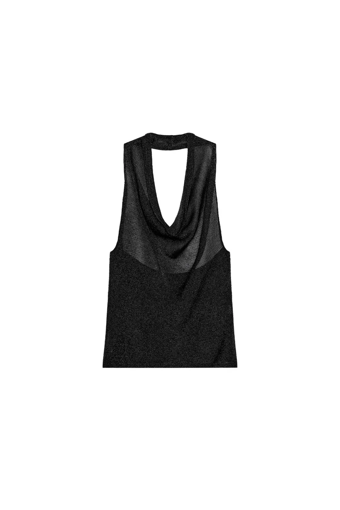Топ вязаный с бретелью халтер и металлизированной нитью, Zara