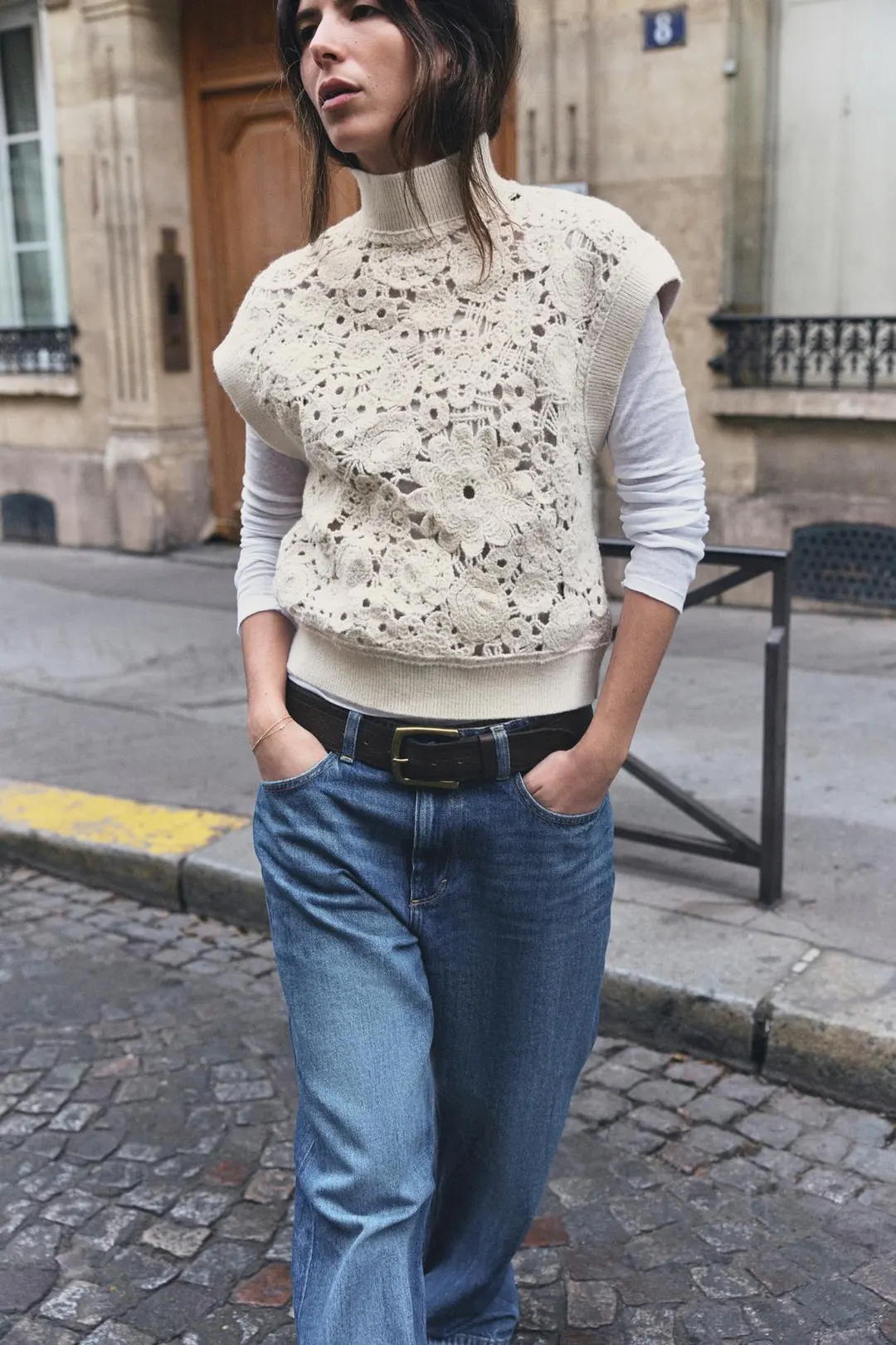 Комбинированный жилет кроше, Zara