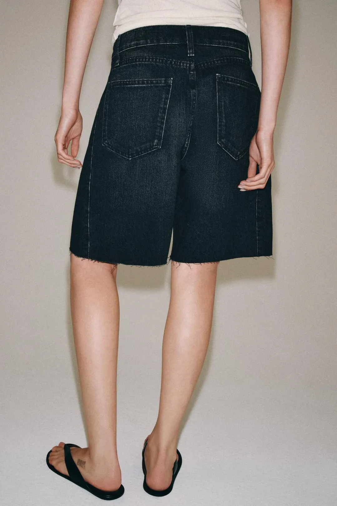 Джинсовые бермуды ZW Collection свободного кроя со средней посадкой, Zara