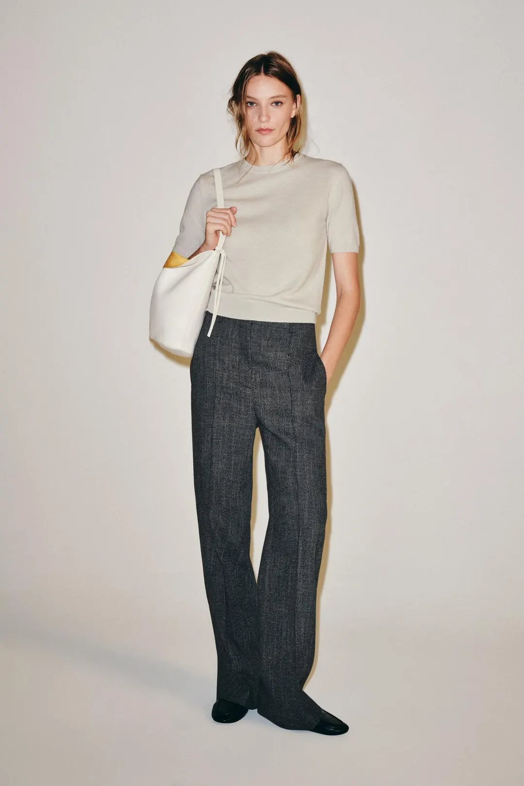 Свитер с короткими рукавами из 100% шерсти, Zara