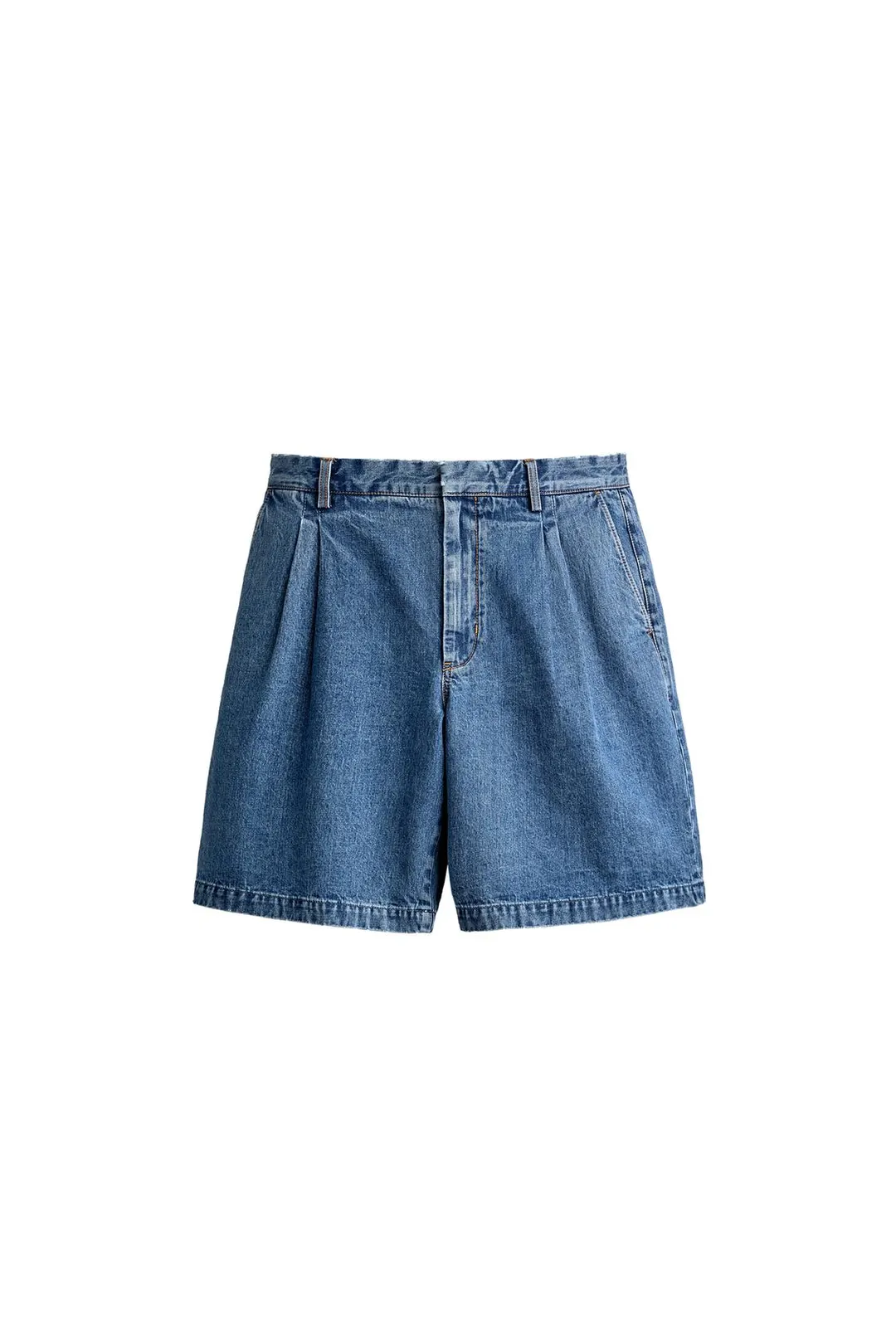Бермуды джинсовые стандартного кроя с защипами, Zara