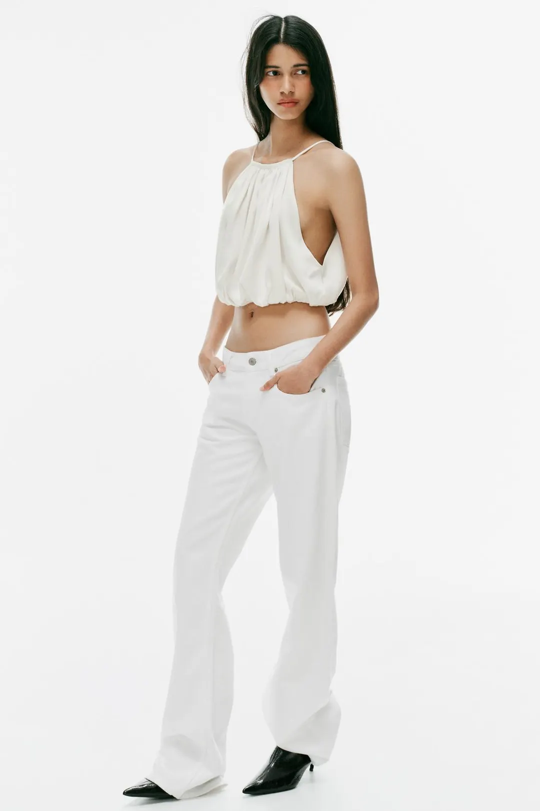 Ботильоны с эффектом потрескавшейся кожи на низком каблуке, Zara