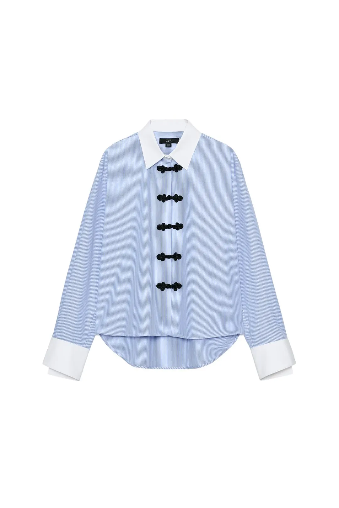 Рубашка в полоску с застежкой на навесные петли ZW Collection, Zara