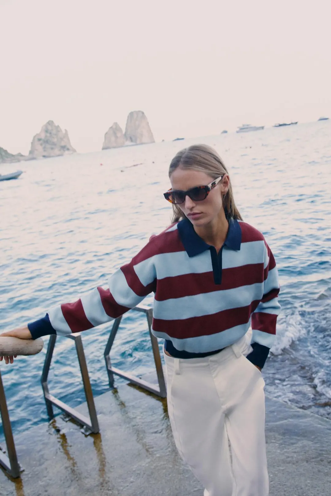 Трикотажное поло в полоску, Zara