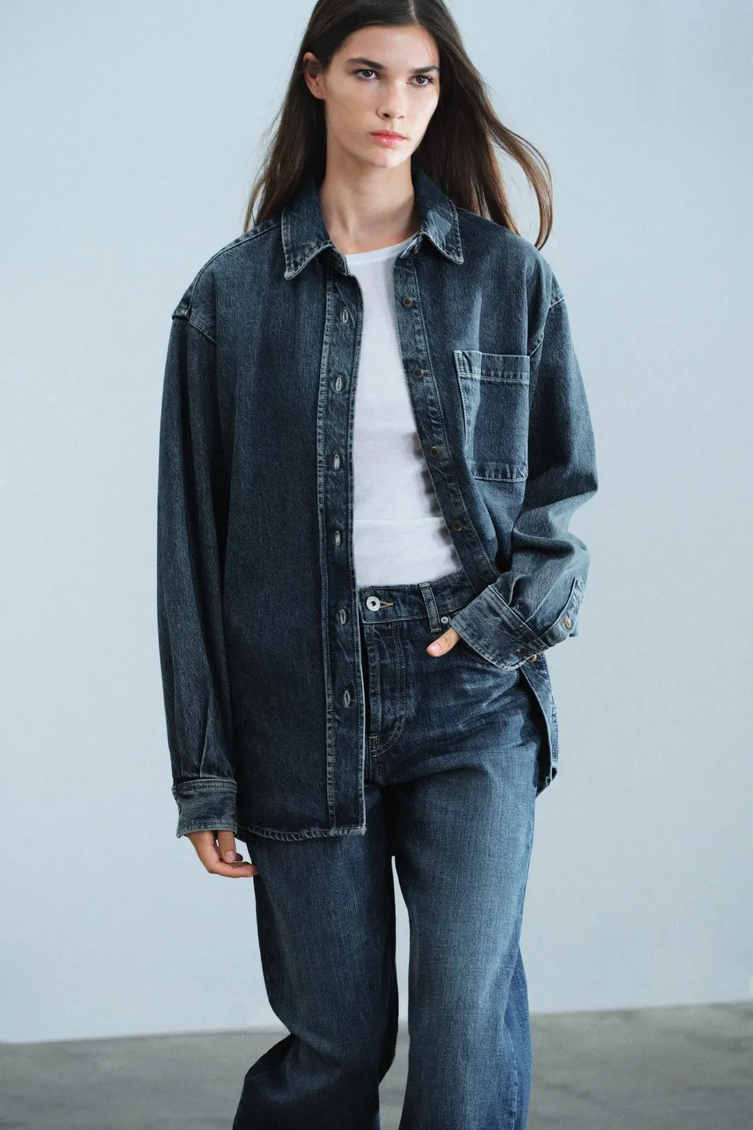 Джинсовая рубашка ZW Collection, Zara