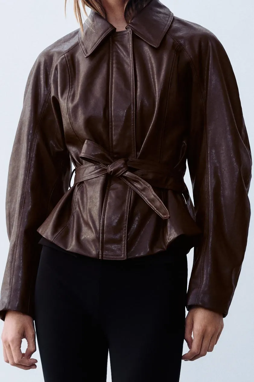 Куртка под кожу с поясом, Zara