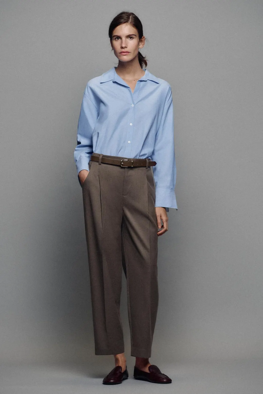 Укороченные брюки с поясом, Zara