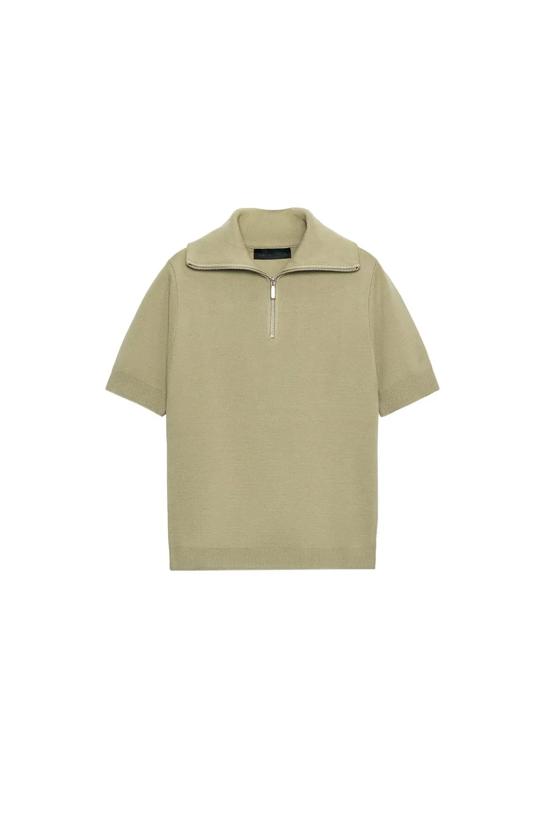 Вязаное поло с короткими рукавами и молнией, Zara